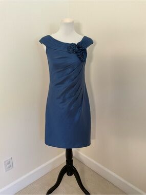 Adrianna Papell Blue Floral Formal Sheath Dress